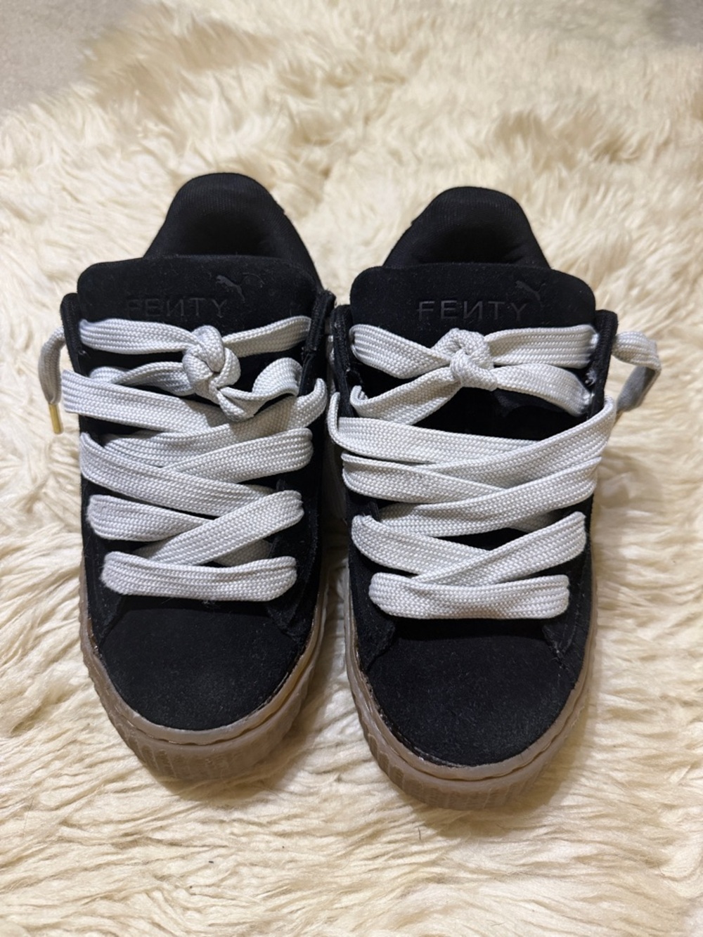 Fenty Black Suede Women's Sneakers with White Laces